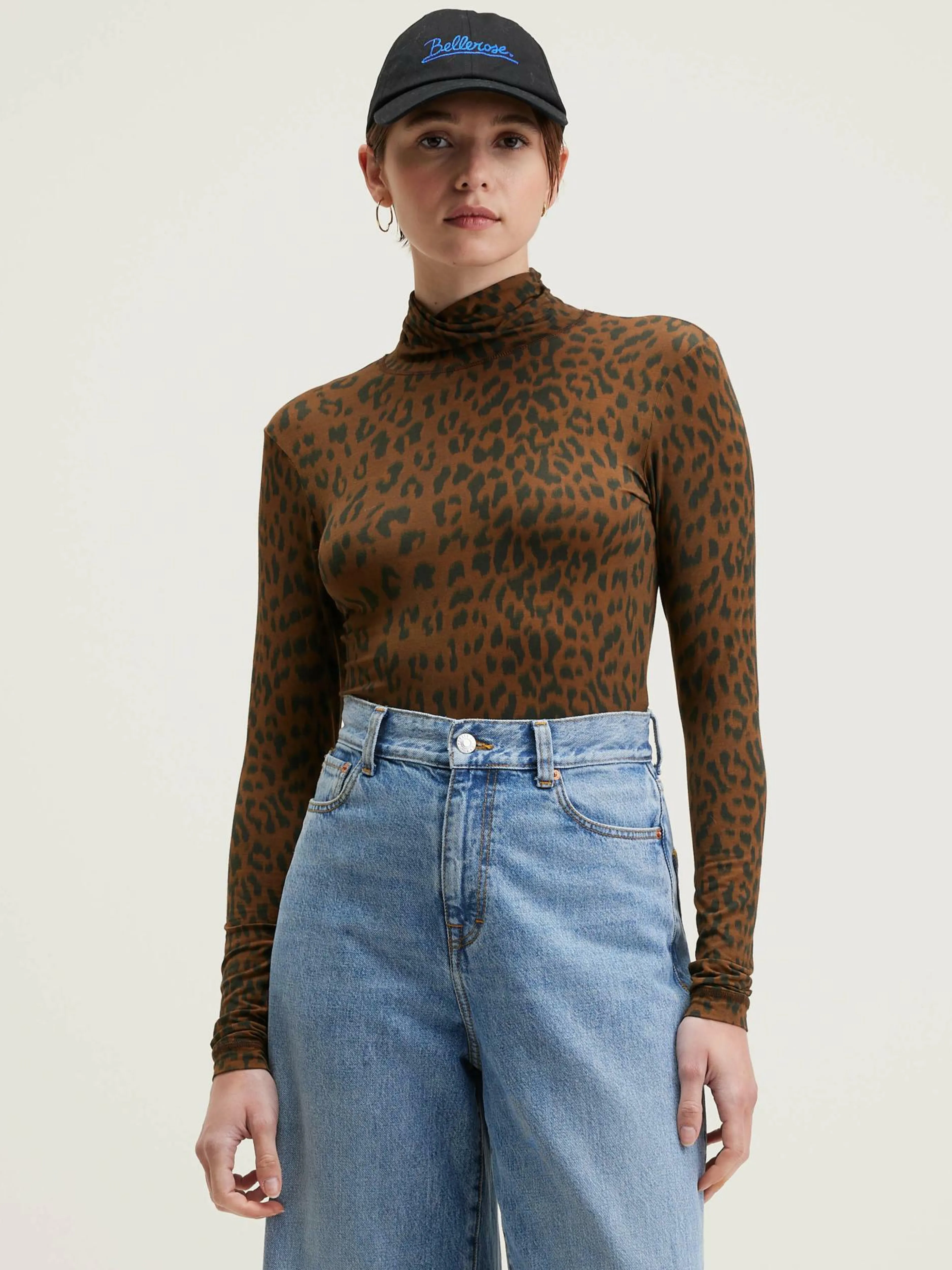 T-Shirts & Tops-Bellerose T-shirt Col Montant Vinny Coffee