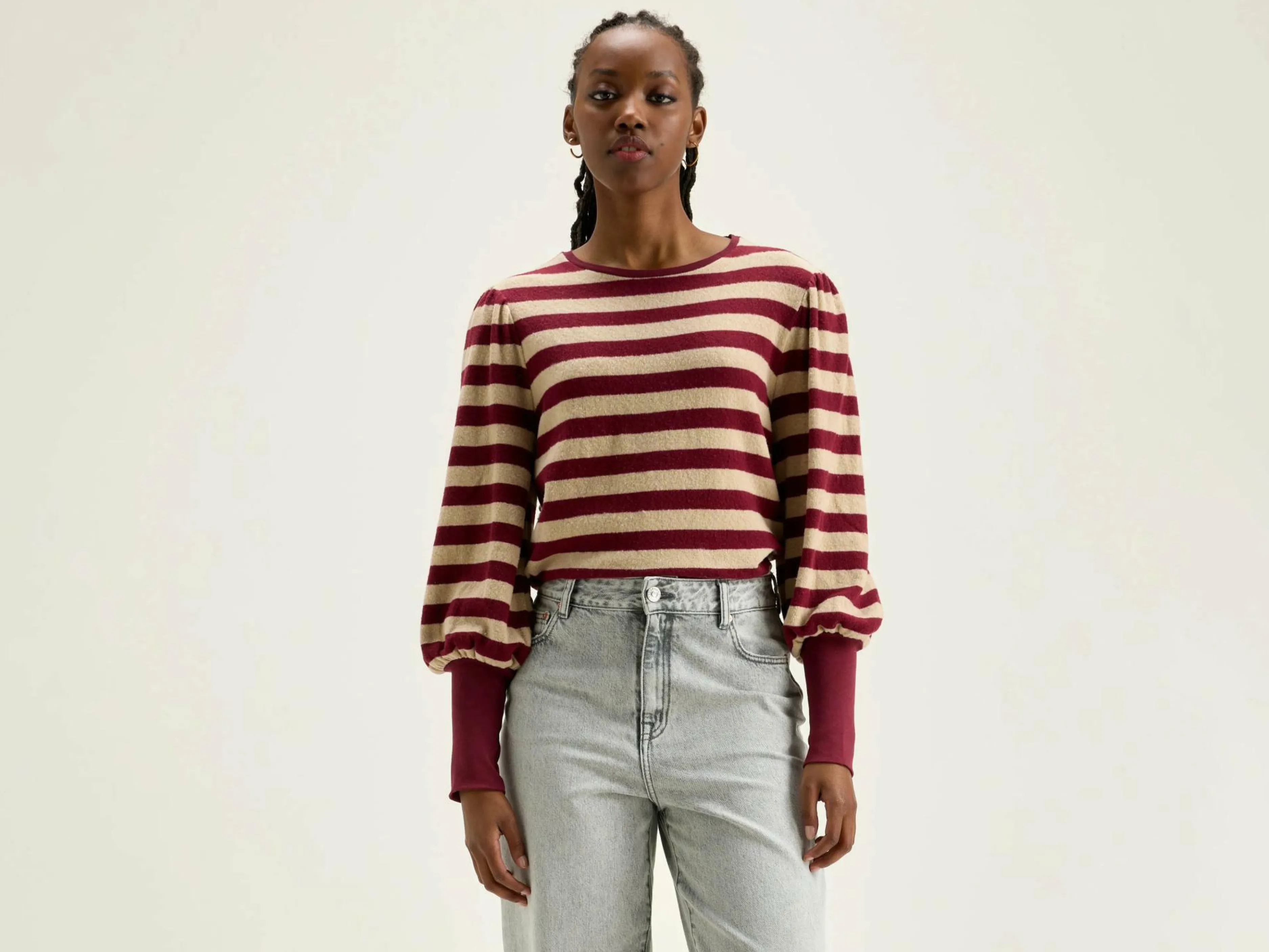 T-Shirts & Tops-Bellerose T-shirt Manches Bouffantes Vidoum Antique white / Grenat