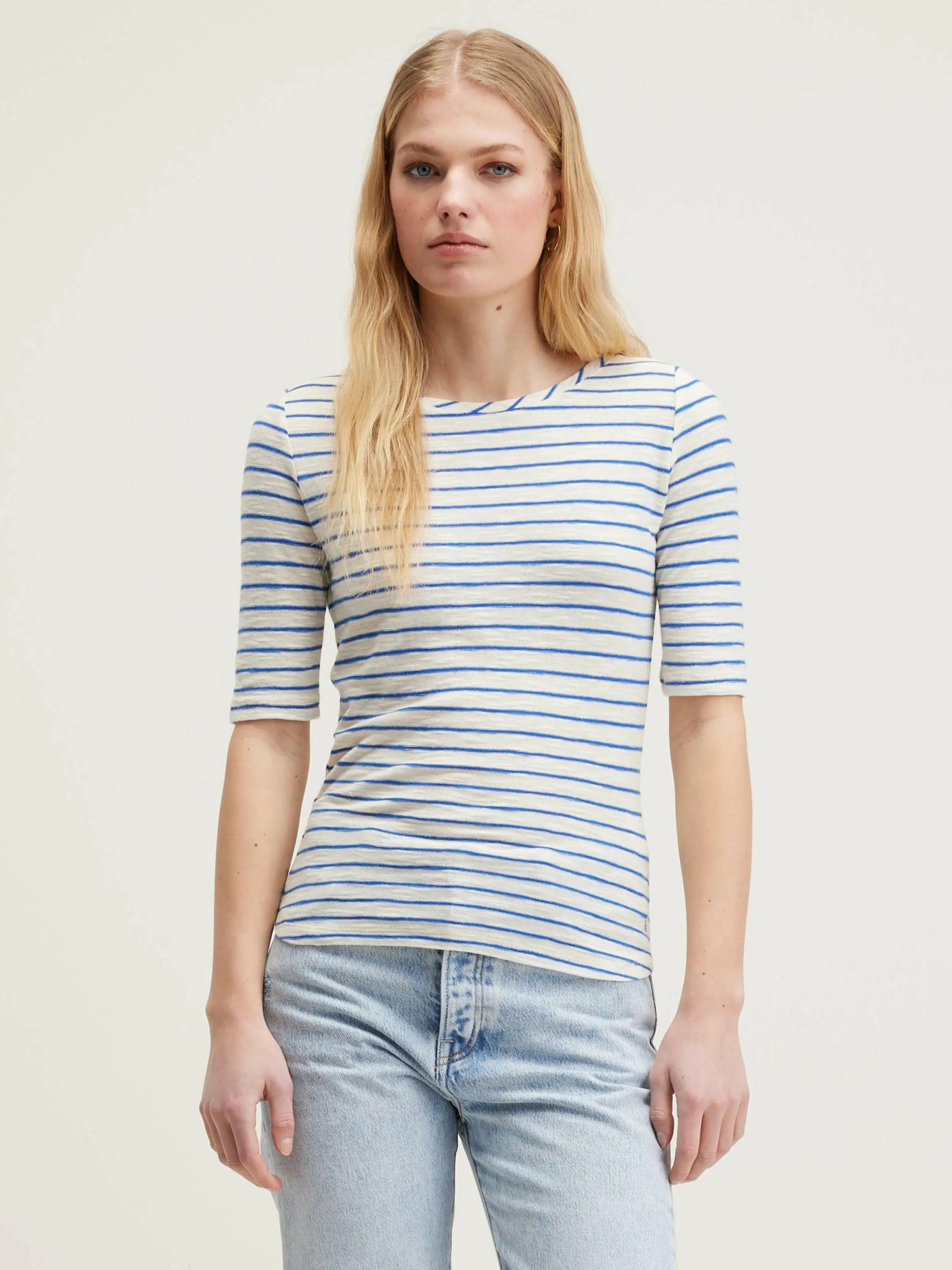 T-Shirts & Tops-Bellerose T-shirt Slim Seas Ecru / True blue