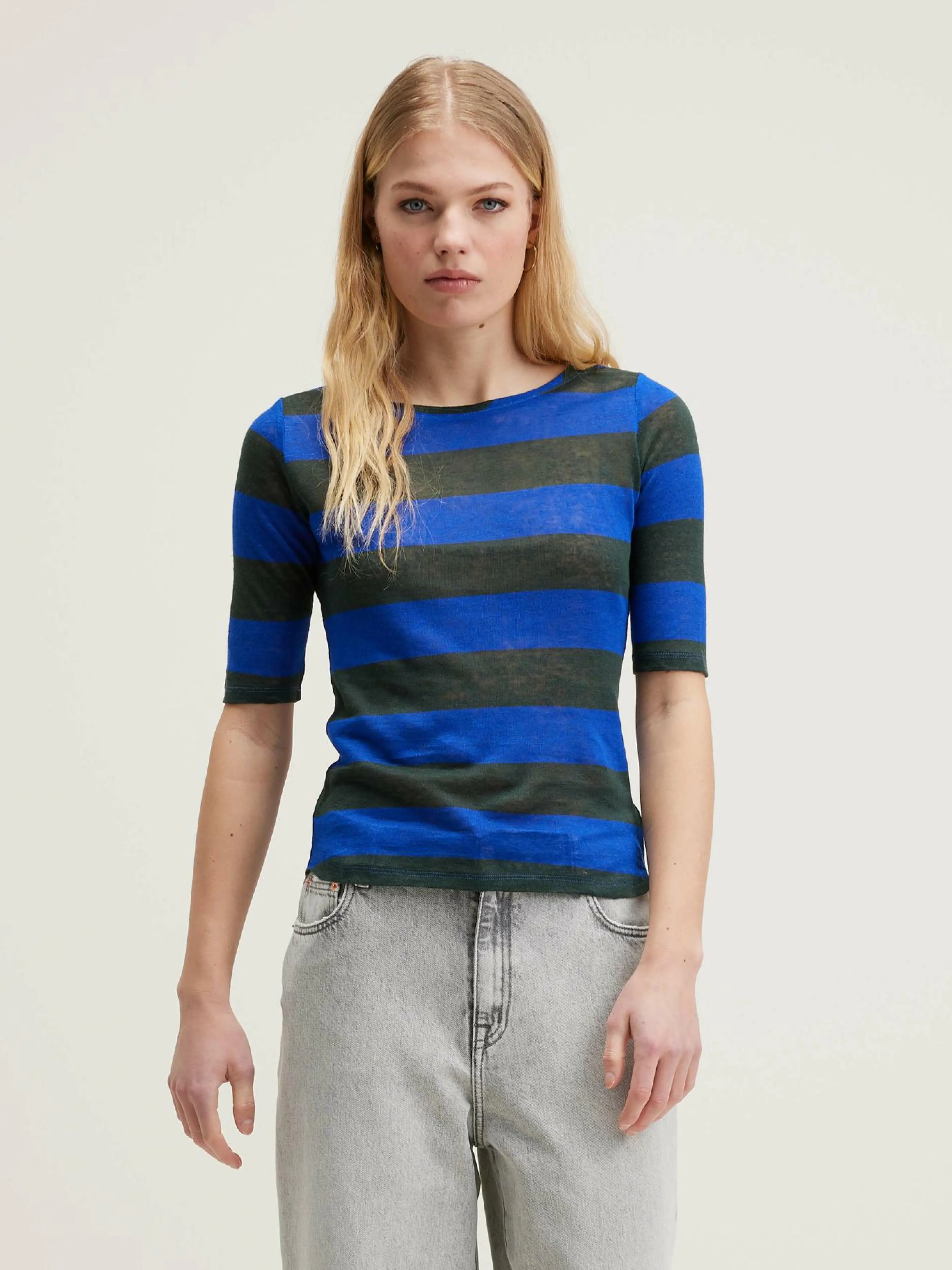T-Shirts & Tops-Bellerose T-shirt Slim Seas Black beauty / True blue